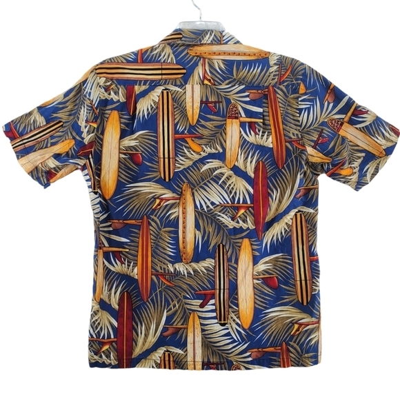 Vtg RJC Hawaiian Shirt Men M Colorful Surfboards AOP Cotton Lawn Resortwear USA - Picture 6 of 11